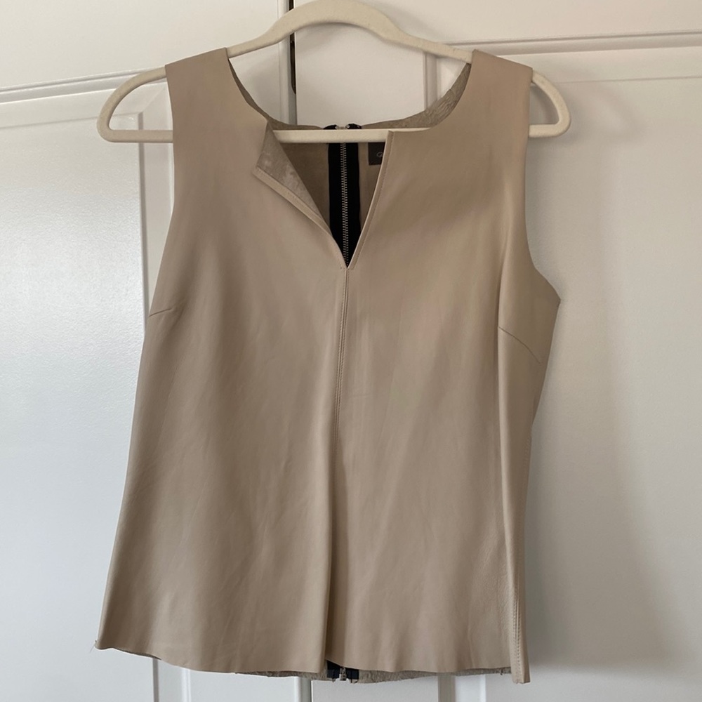 PJK 100% Real Leather Zip Back Top, M